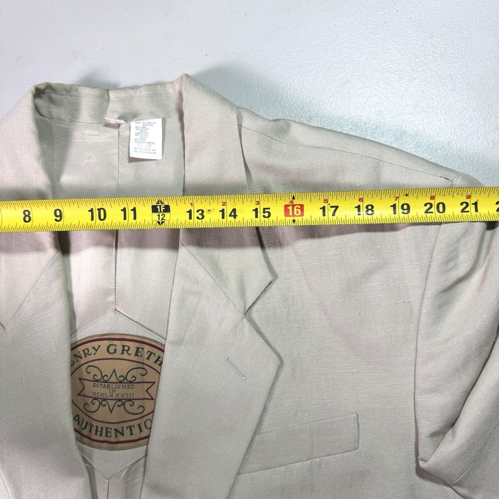 Henry Grethel Context Linen Jacket Mens Large Beige Blazer Sport Coat Vintage‎ - Picture 12 of 15